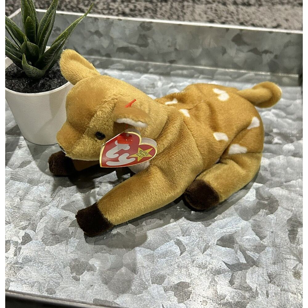 Ty Beanie Baby “Whisper” Fawn Deer W/ Swing Tag Wildlife Plush Toy
